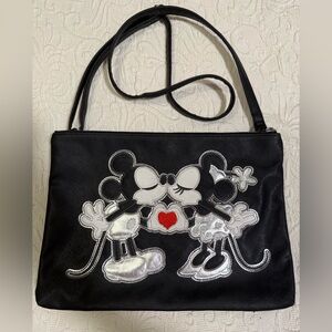 Disney Black and Silver Mickey & Minnie Shoulder Bag